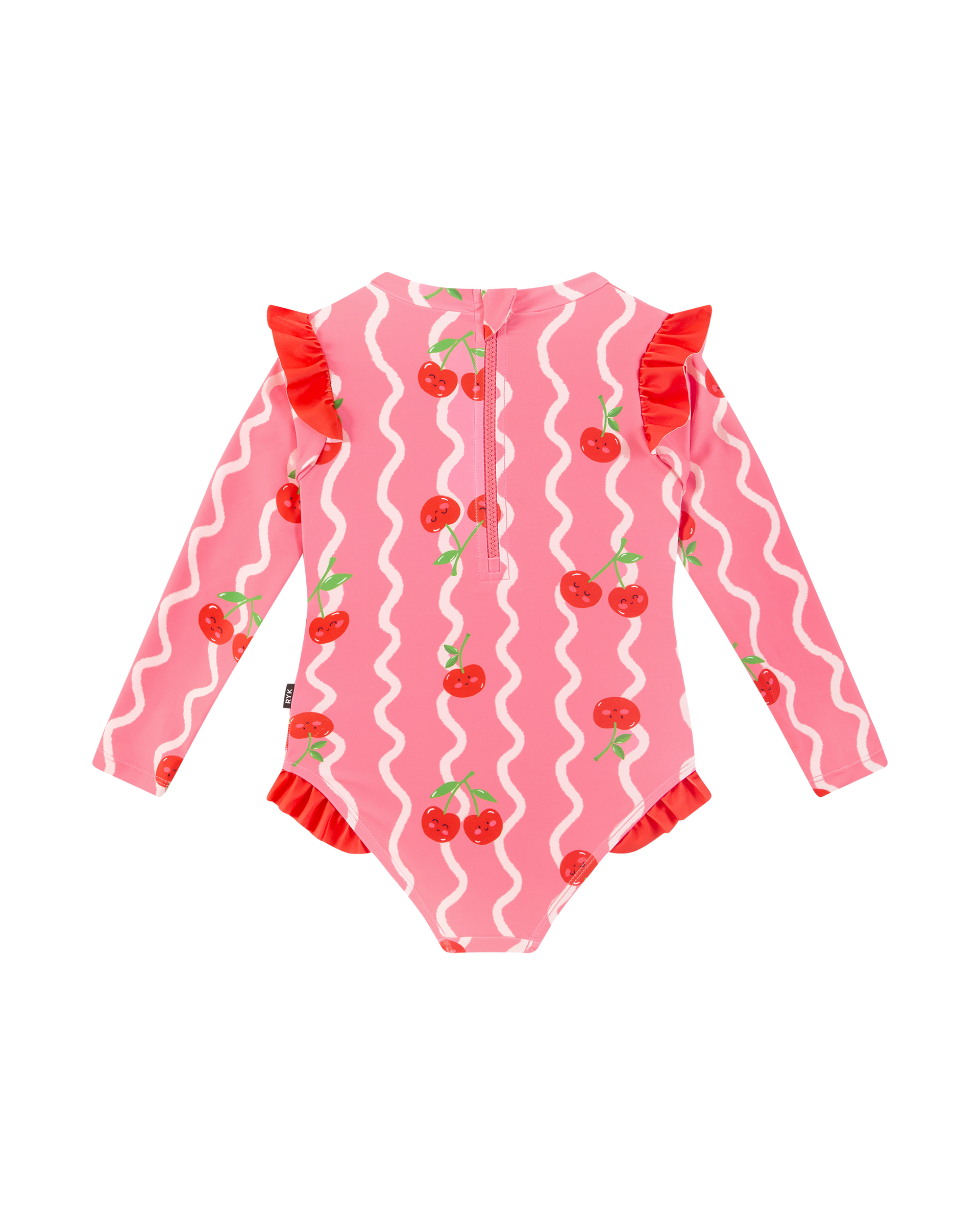 CHERRY SQUIGGLE LONG SLEEVE PRETTY PADDLE SUIT