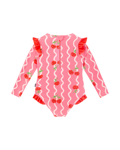 CHERRY SQUIGGLE LONG SLEEVE PRETTY PADDLE SUIT