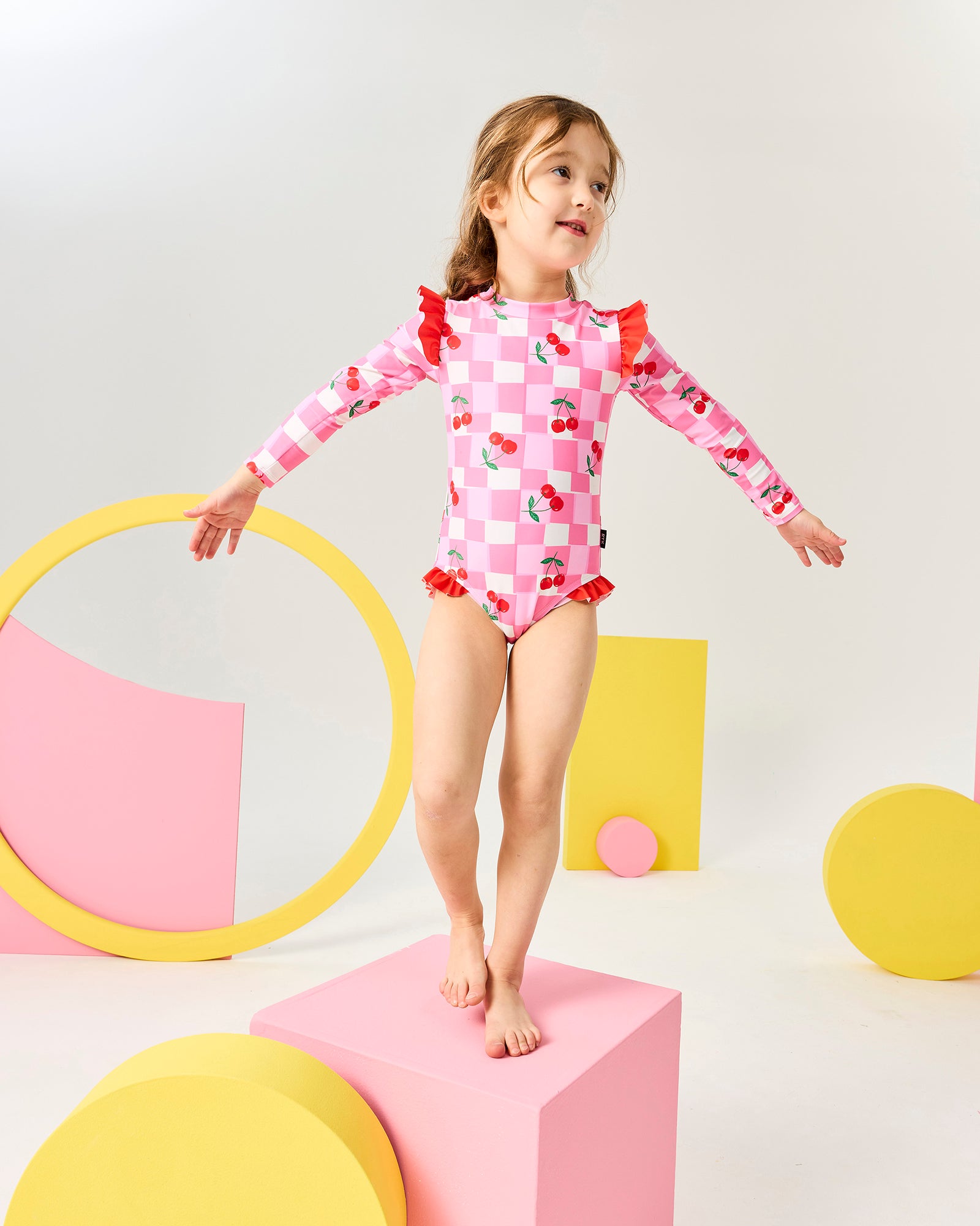 GINGHAM CHERRY LONG SLEEVE PRETTY PADDLE SUIT