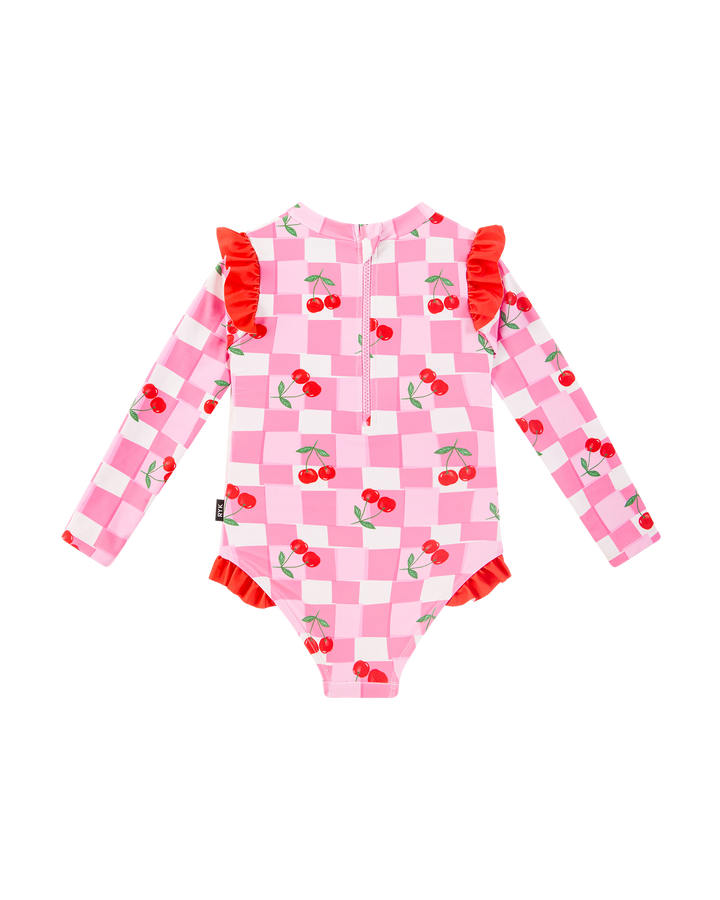 GINGHAM CHERRY LONG SLEEVE PRETTY PADDLE SUIT