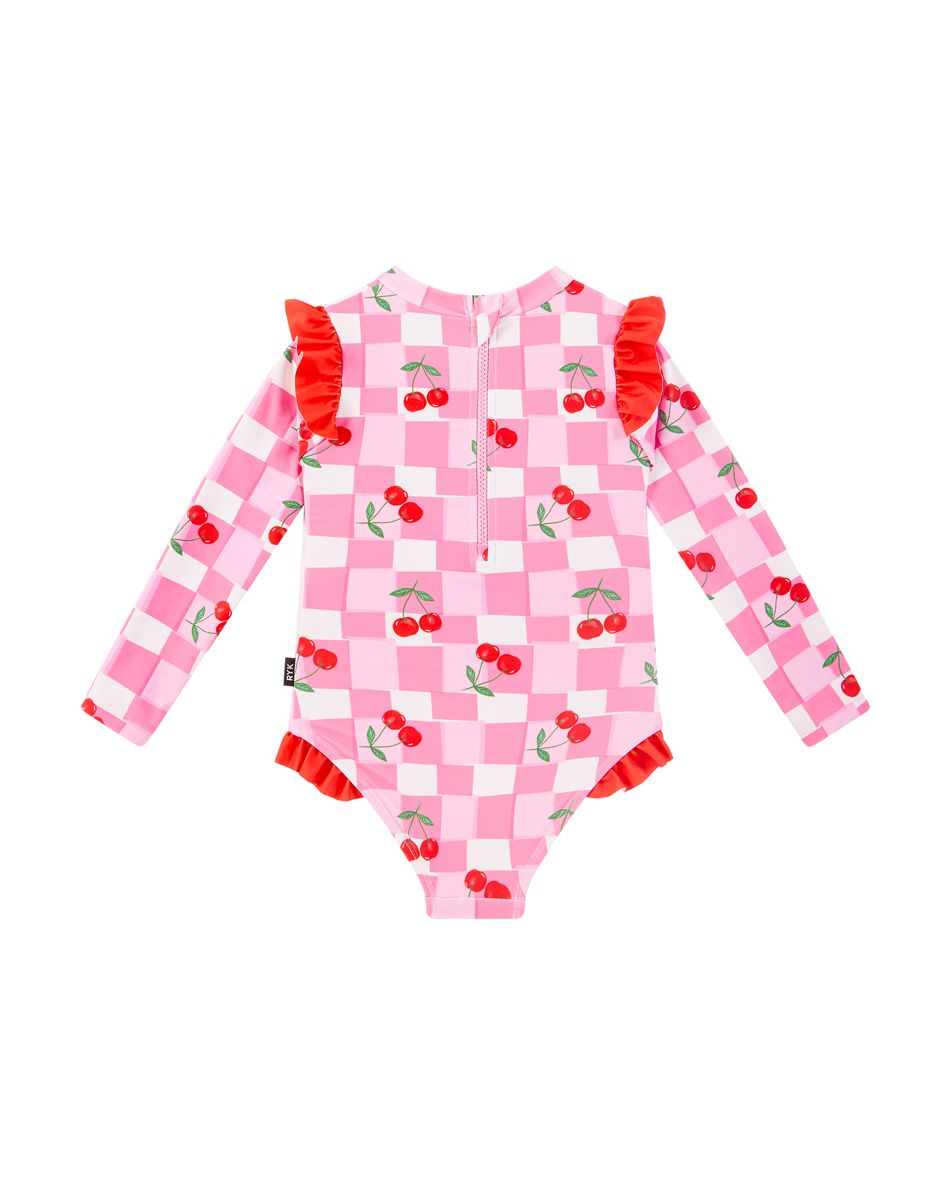 GINGHAM CHERRY LONG SLEEVE PRETTY PADDLE SUIT