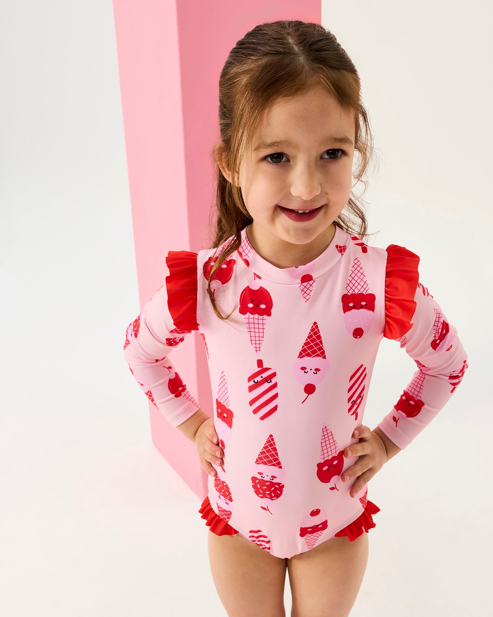 CHERRY ICE CREAM LONG SLEEVE PRETTY PADDLE SUIT