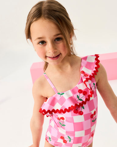 GINGHAM CHERRY SHELLY ONE PIECE SWIM SUIT