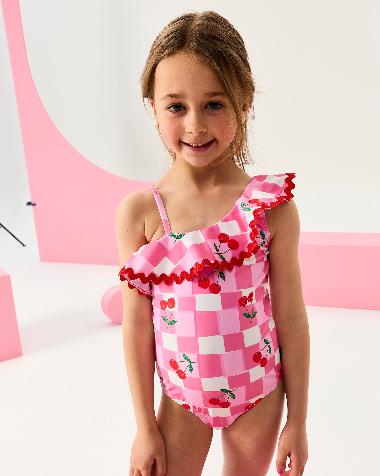 GINGHAM CHERRY SHELLY ONE PIECE SWIM SUIT