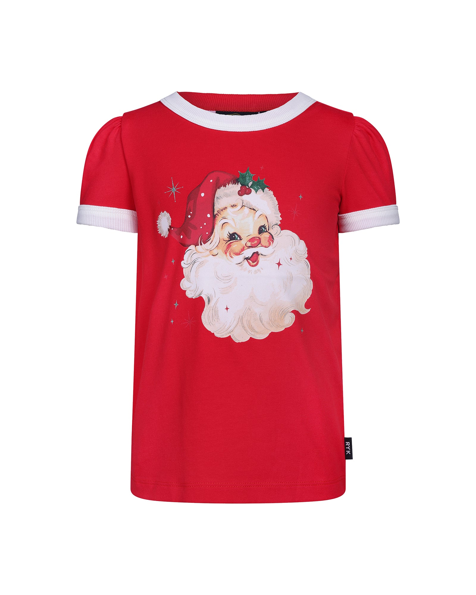 FESTIVE SANTA SHORT SLEEVE BILLIE RINGER T-SHIRT