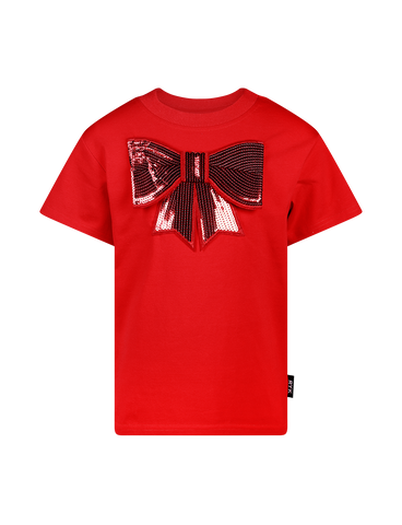 SEQUIN BOW SHORT SLEEVE BOXY T-SHIRT
