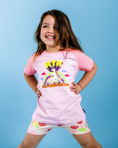 UNICORN BIKE SHORT SLEEVE KYLIE RAGLAN T-SHIRT