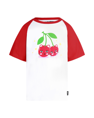 CHERRY CAT SHORT SLEEVE KYLIE RAGLAN T-SHIRT