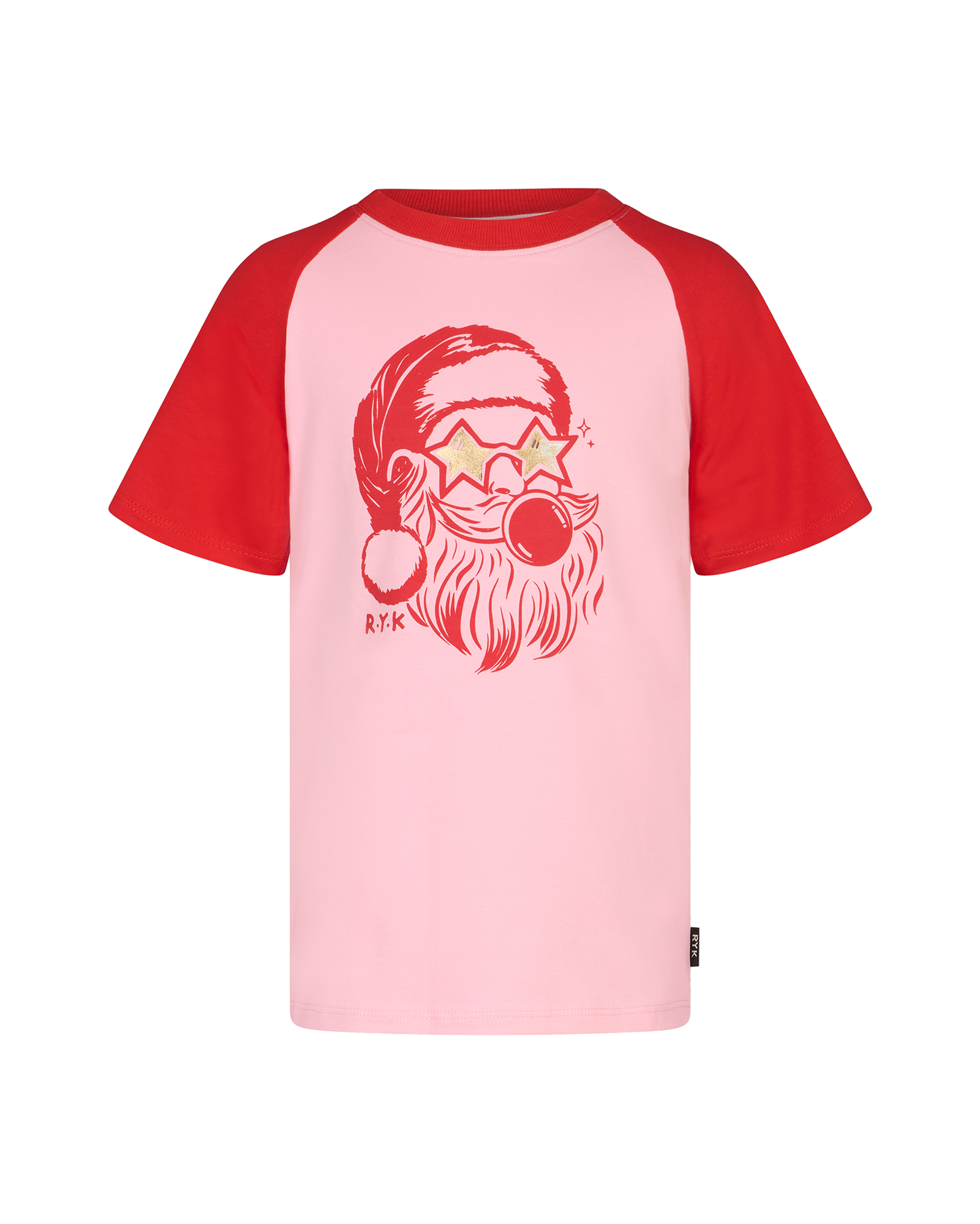 BUBBLEGUM SANTA KYLIE RAGLAN T-SHIRT