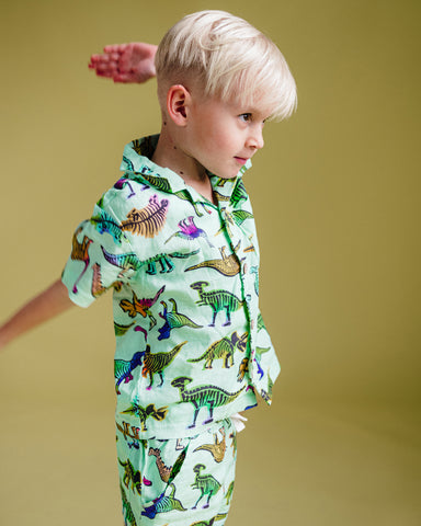 DINO POP SHORT SLEEVE SHIRT IN AQUA