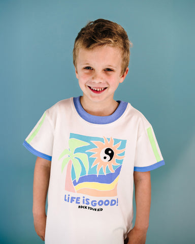 LIFE IS GOOD SHORT SLEEVE RINGER T-SHIRT