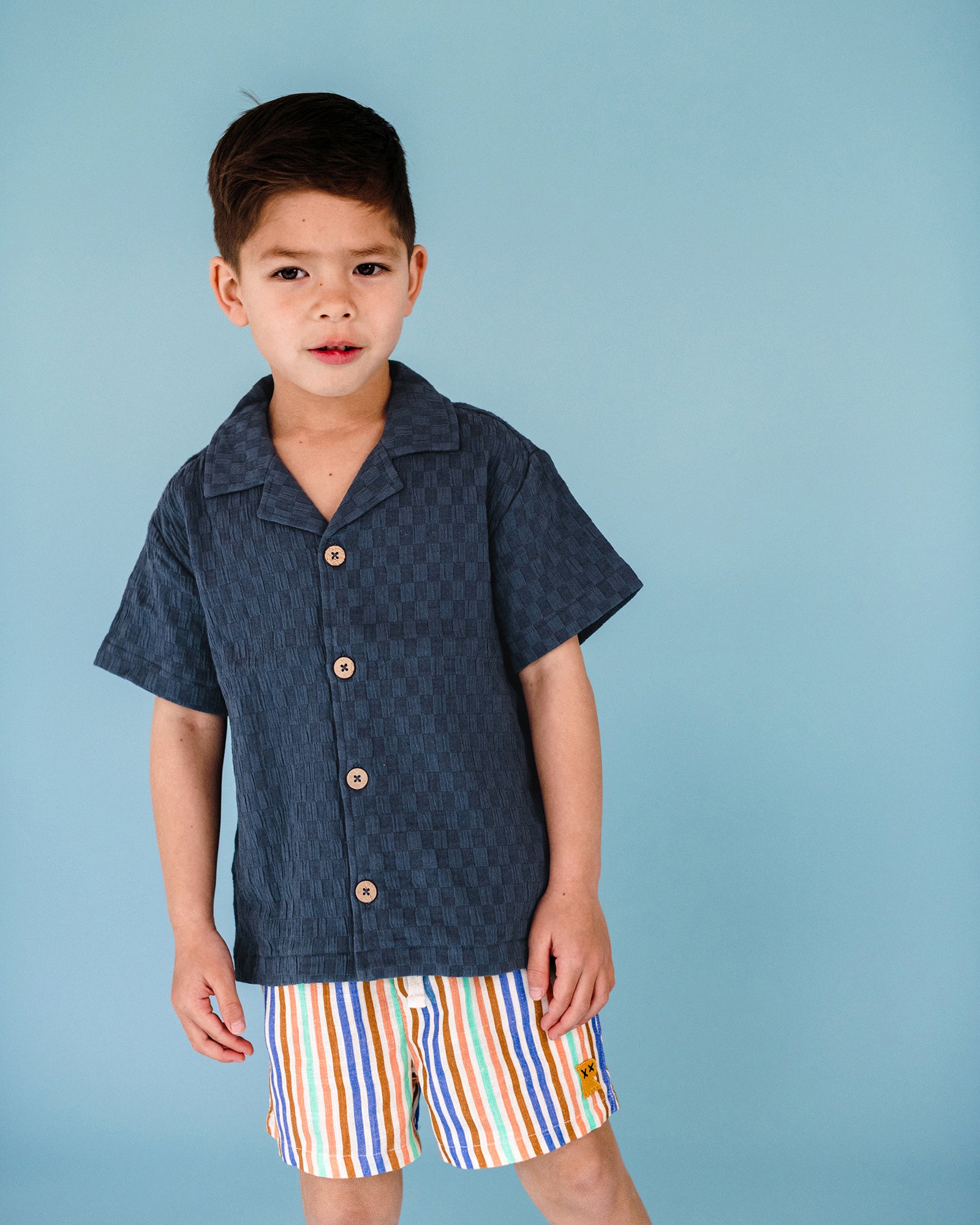 DINO CHECK SHORT SLEEVE TEXTURED SHIRT