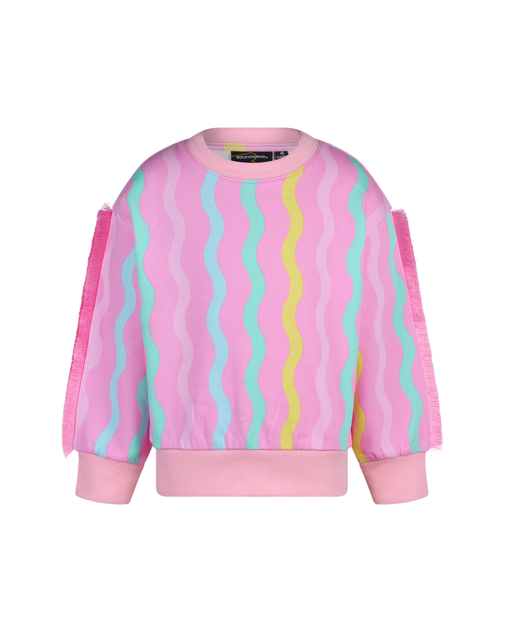CANDY STRIPE FUNKY FRINGE SWEATSHIRT