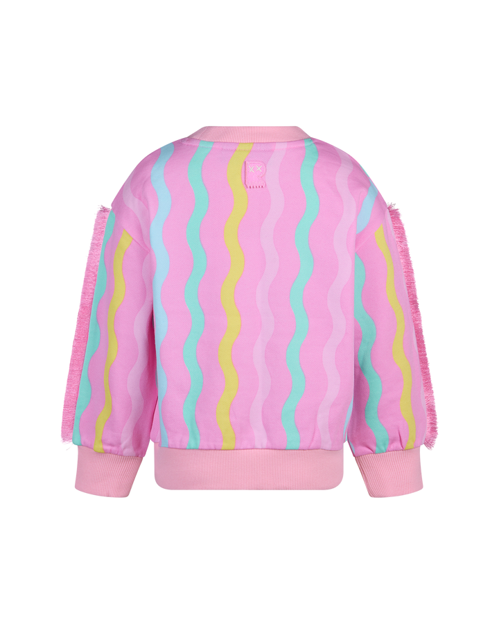 CANDY STRIPE FUNKY FRINGE SWEATSHIRT