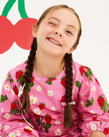 STRAWBERRY LONG SLEEVE FRILL DRESS