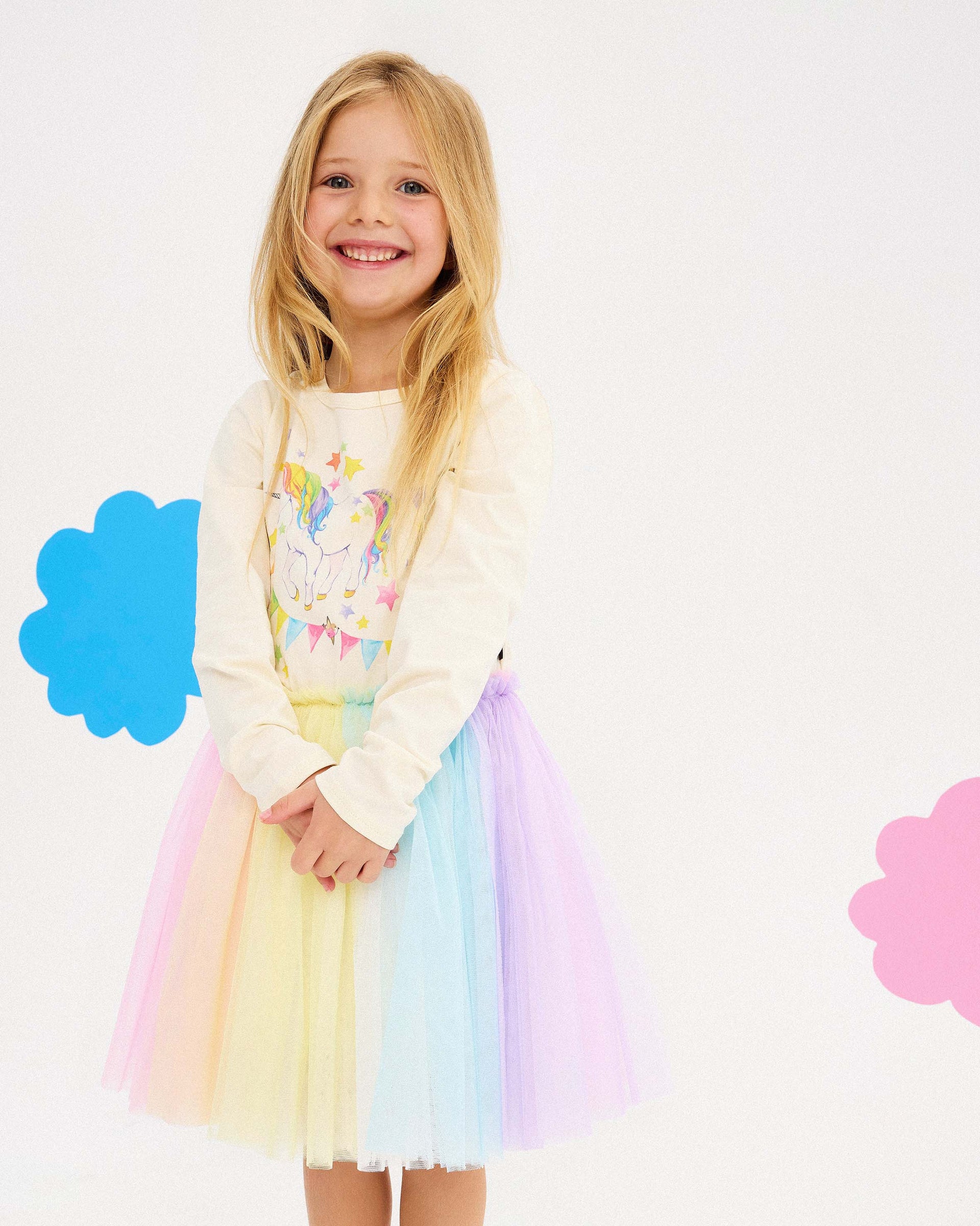 UNICORN FLAGS LONG SLEEVE CIRCUS DRESS