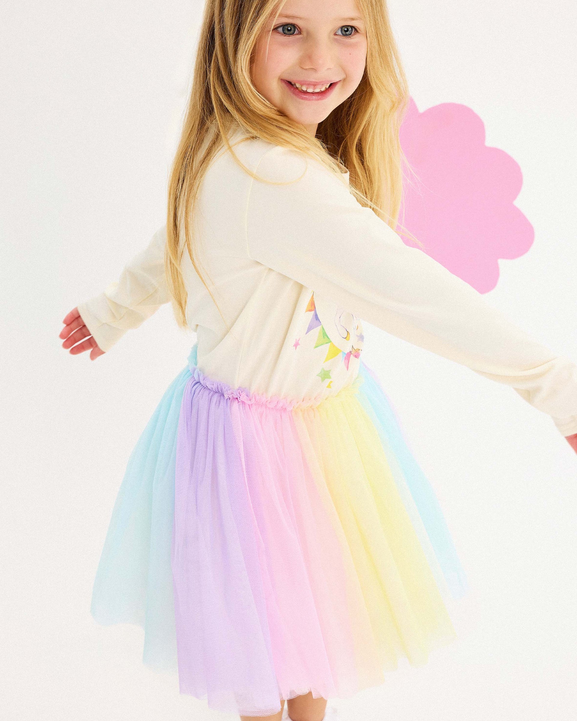 UNICORN FLAGS LONG SLEEVE CIRCUS DRESS