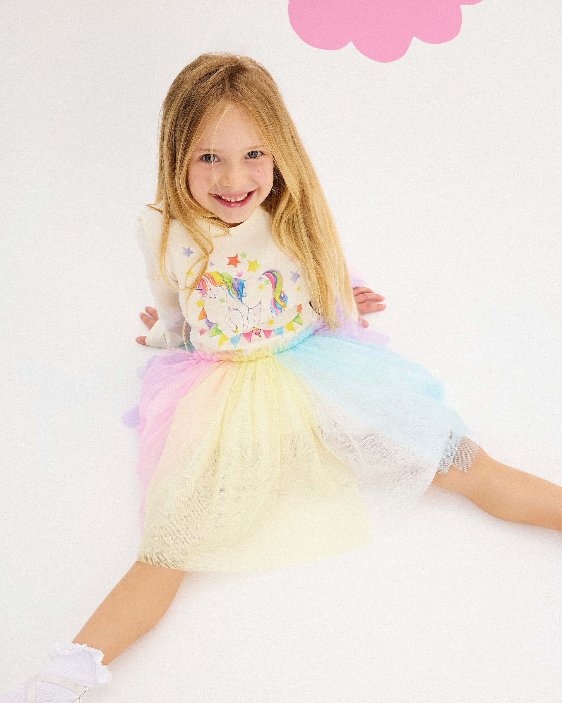 UNICORN FLAGS LONG SLEEVE CIRCUS DRESS