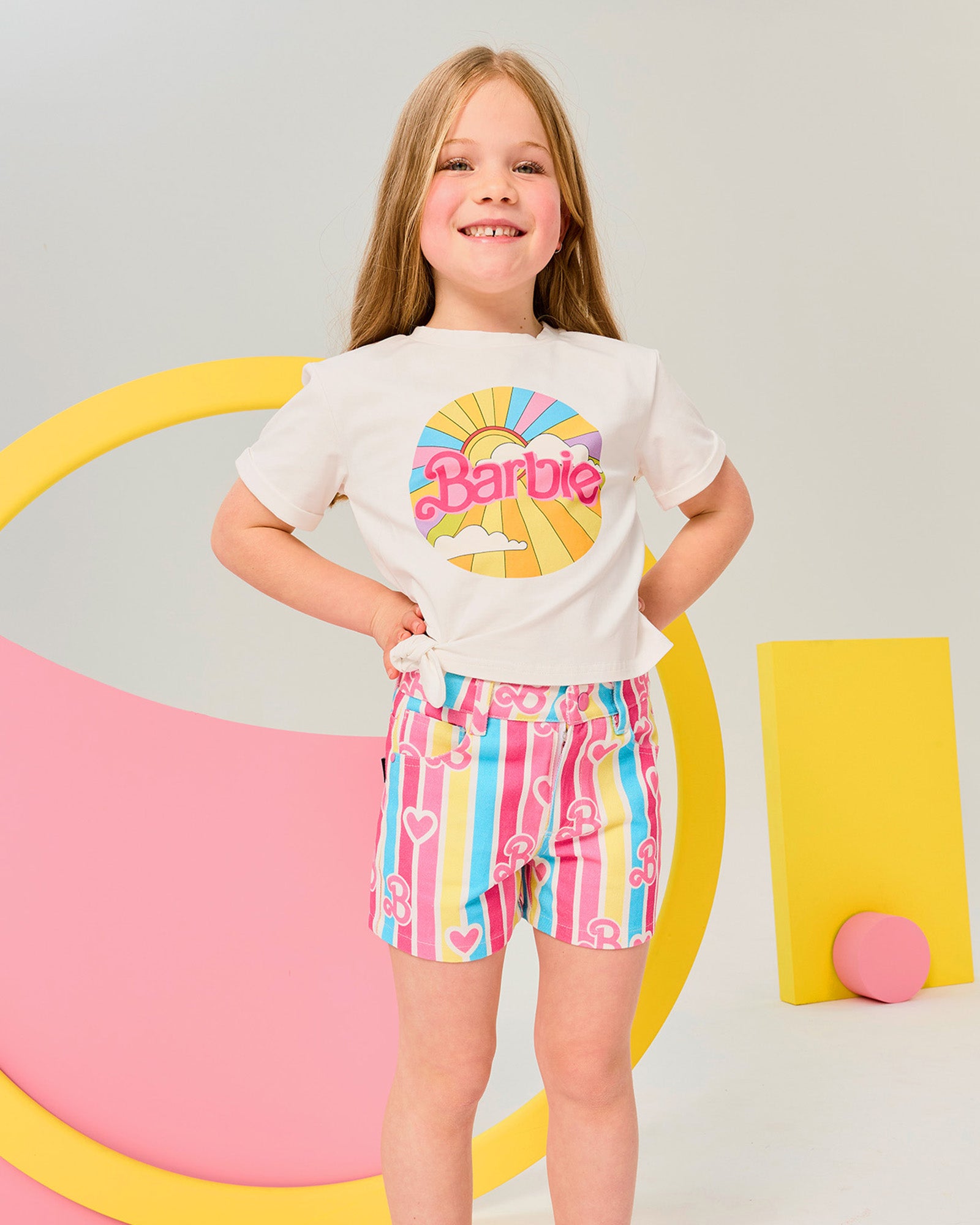 BARBIE STRIPE DENIM SHORTS