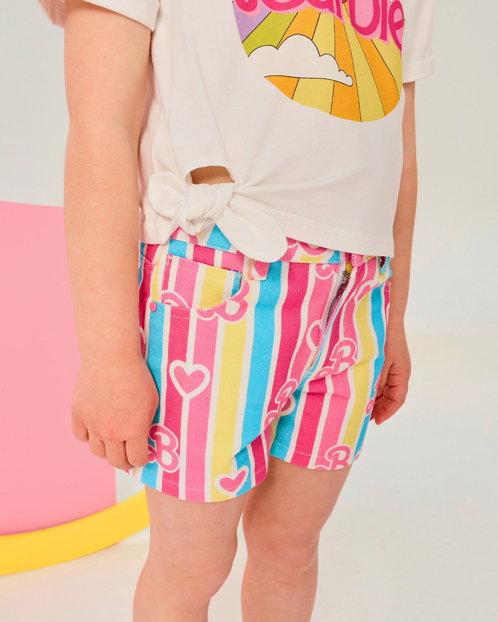 BARBIE STRIPE DENIM SHORTS
