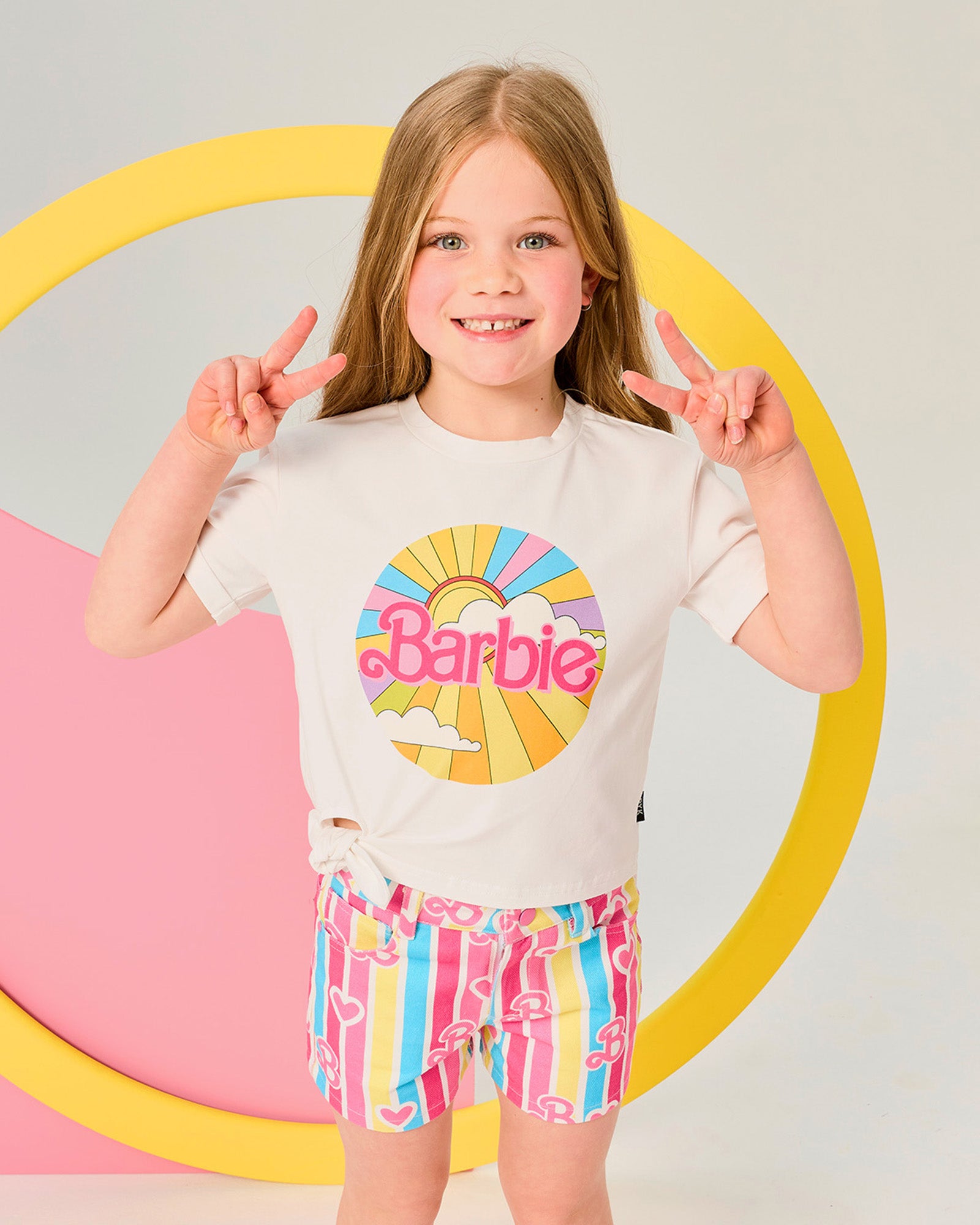 BARBIE STRIPE DENIM SHORTS