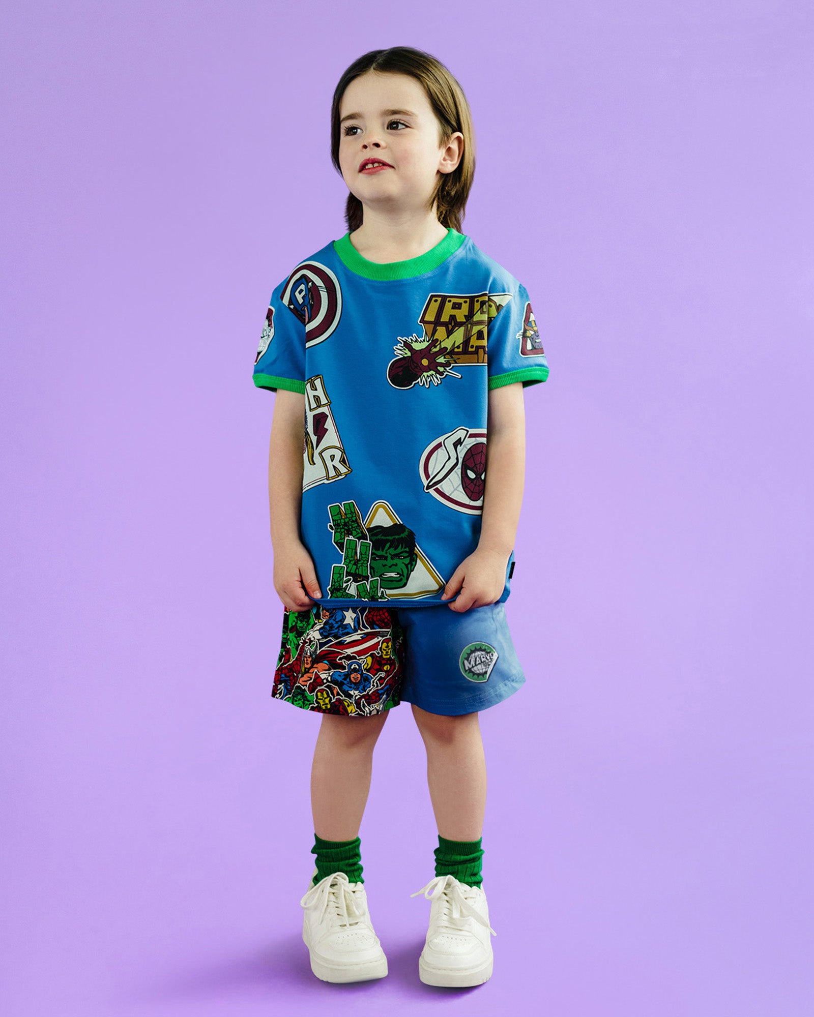 MARVEL AVENGERS COLOUR BLOCK WOVEN SHORTS