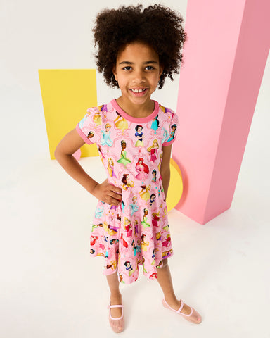 DISNEY PRINCESS RIBBON SHORT SLEEVE WAISTED DRESS