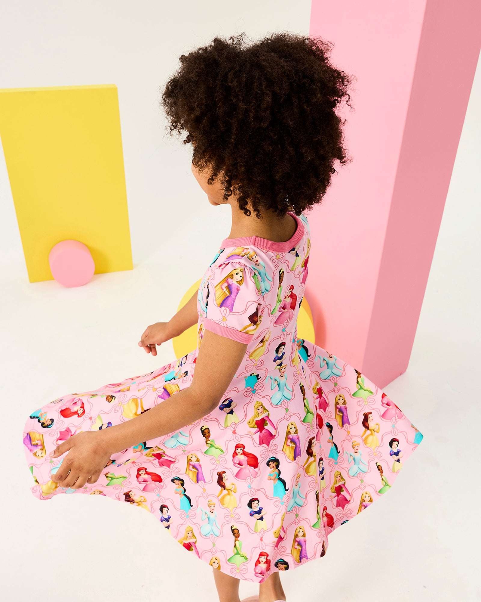 DISNEY PRINCESS RIBBON SHORT SLEEVE WAISTED DRESS