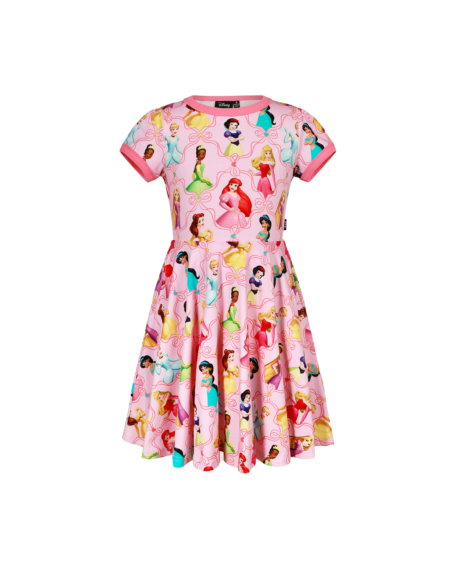 DISNEY PRINCESS RIBBON SHORT SLEEVE WAISTED DRESS
