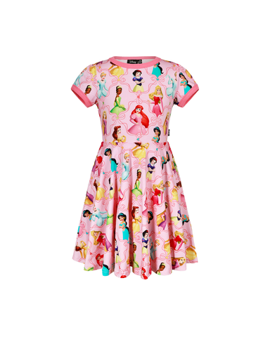 DISNEY PRINCESS RIBBON SHORT SLEEVE WAISTED DRESS