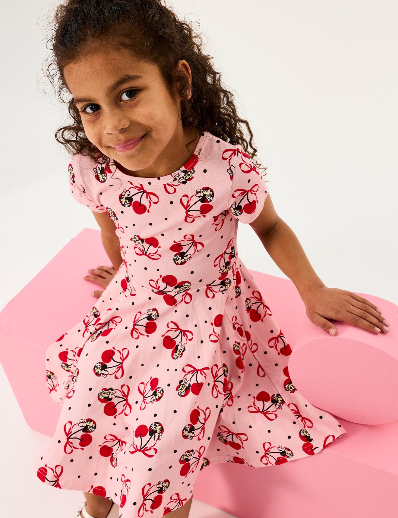 DISNEY MINNIE CHERRIES SHORT SLEEVE WAISTED DRESS