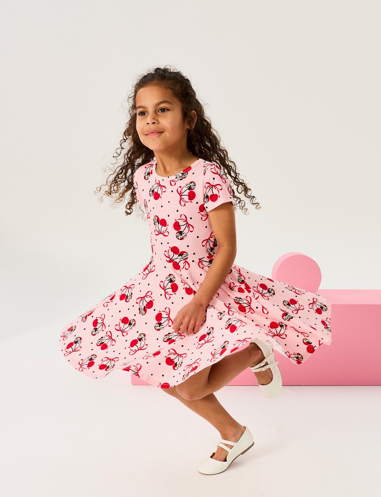 DISNEY MINNIE CHERRIES SHORT SLEEVE WAISTED DRESS