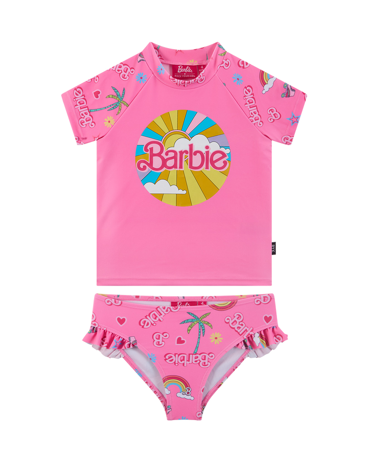 BARBIE SHORT SLEEVE RASH SWIM SET | Rock Your Baby