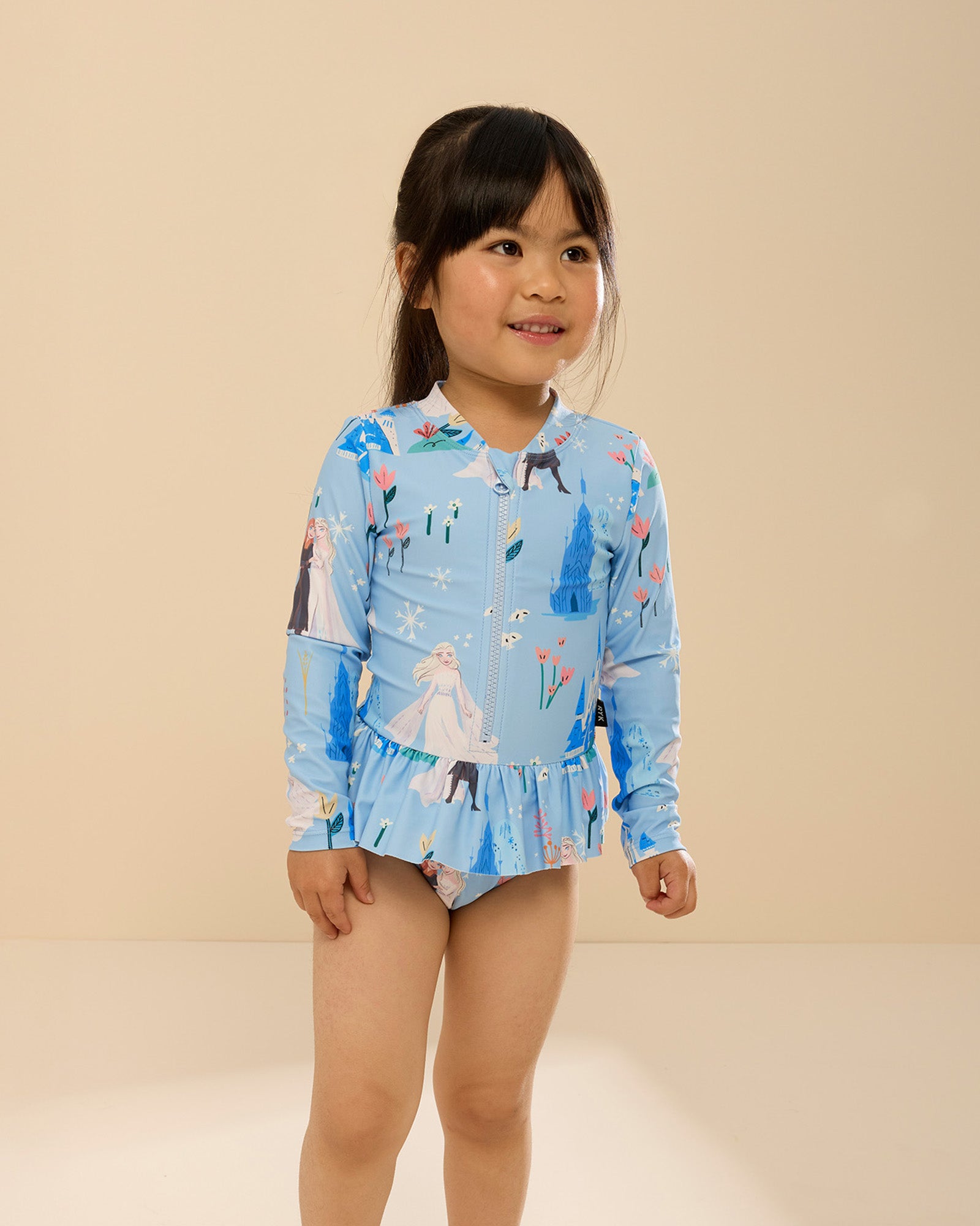 DISNEY FROZEN LONG SLEEVE RUFFLE PADDLESUIT