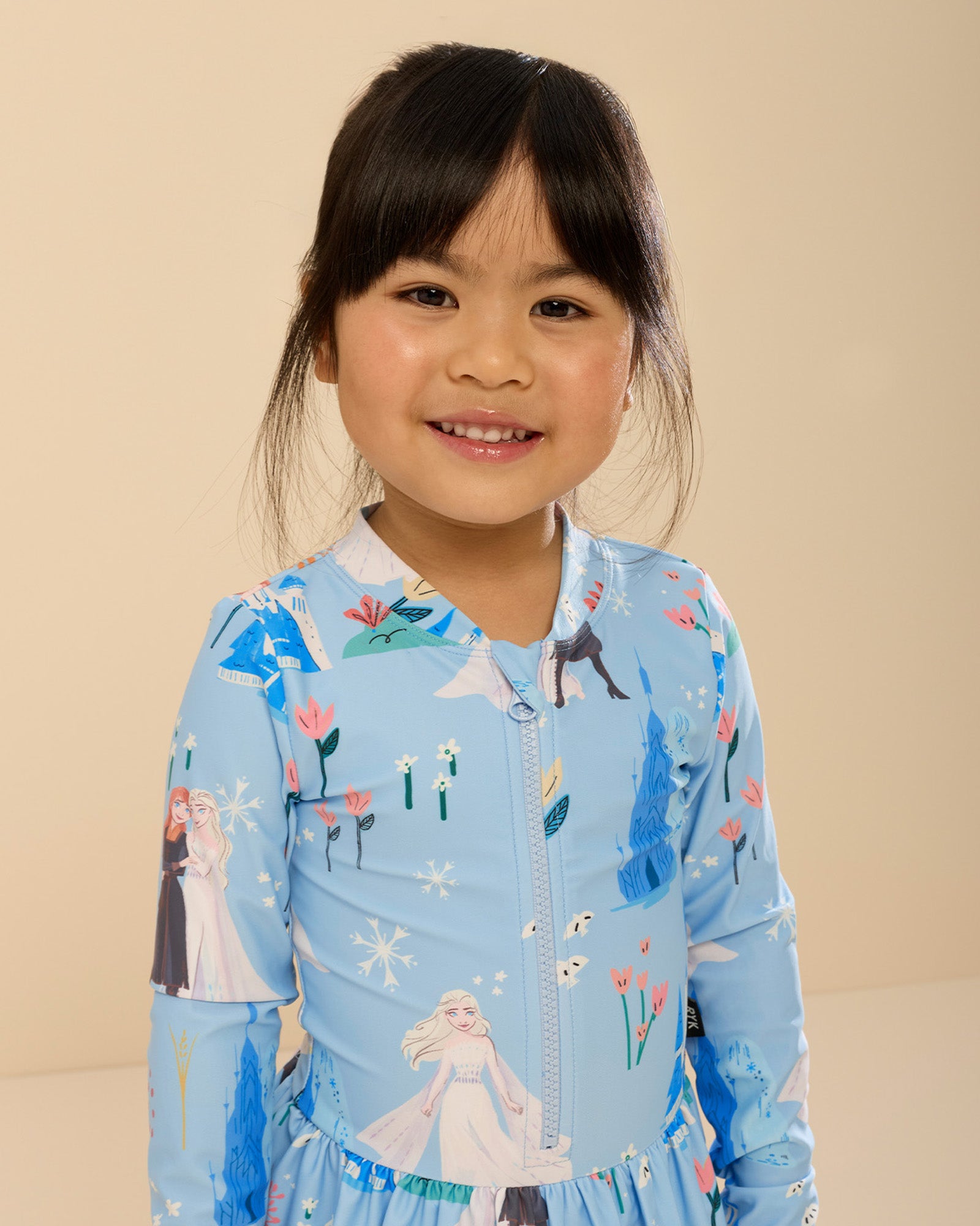 DISNEY FROZEN LONG SLEEVE RUFFLE PADDLESUIT