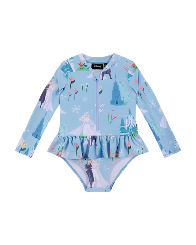 DISNEY FROZEN LONG SLEEVE RUFFLE PADDLESUIT