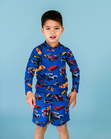 HOT WHEELS LONG SLEEVE RASHIE SWIM SET
