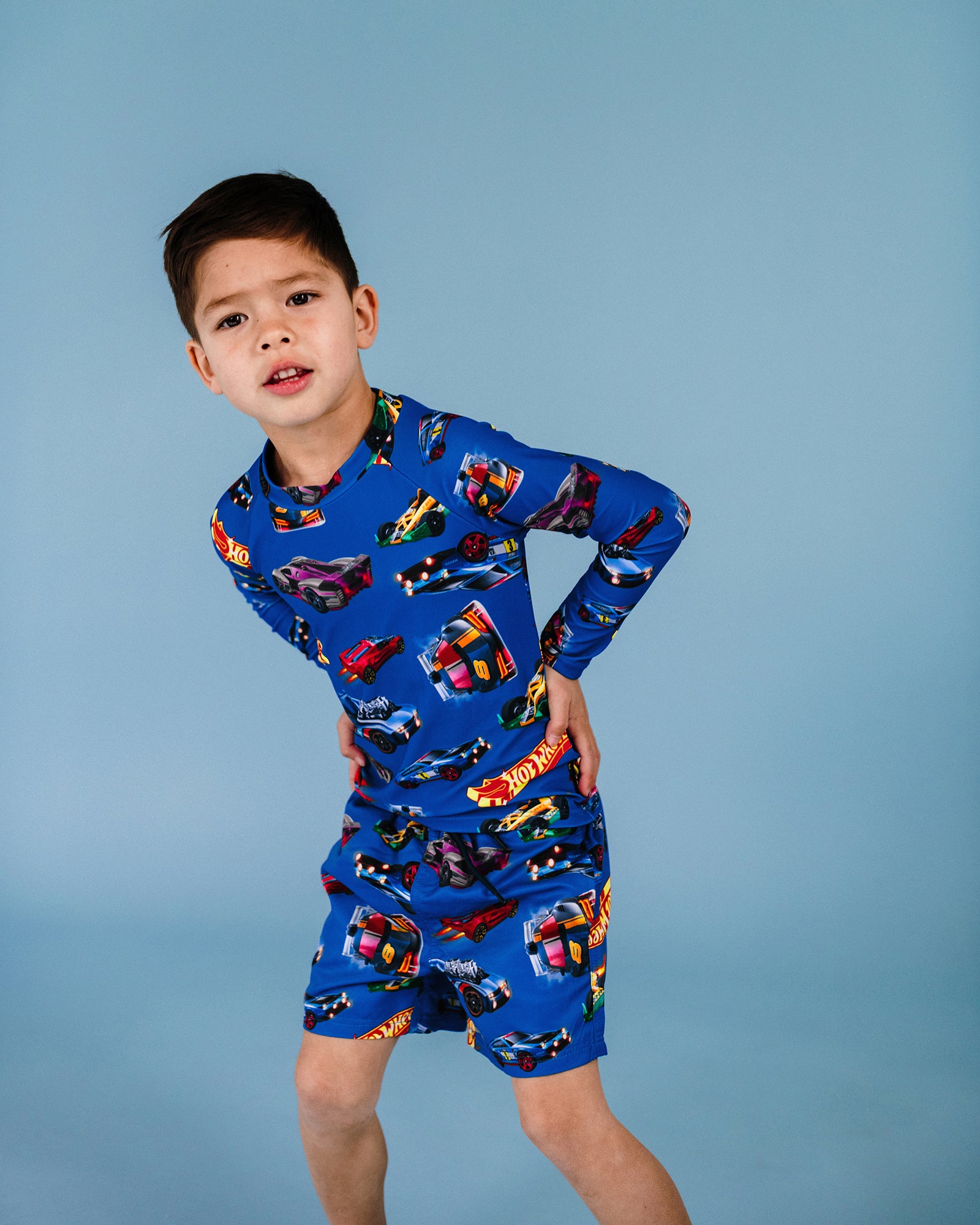 HOT WHEELS LONG SLEEVE RASHIE SWIM SET