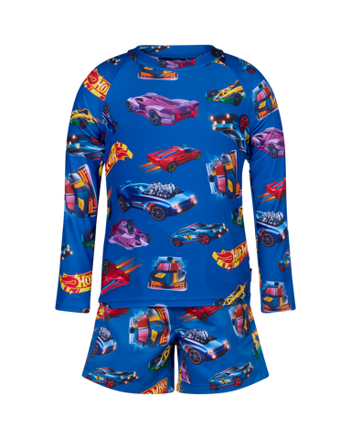 HOT WHEELS LONG SLEEVE RASHIE SWIM SET