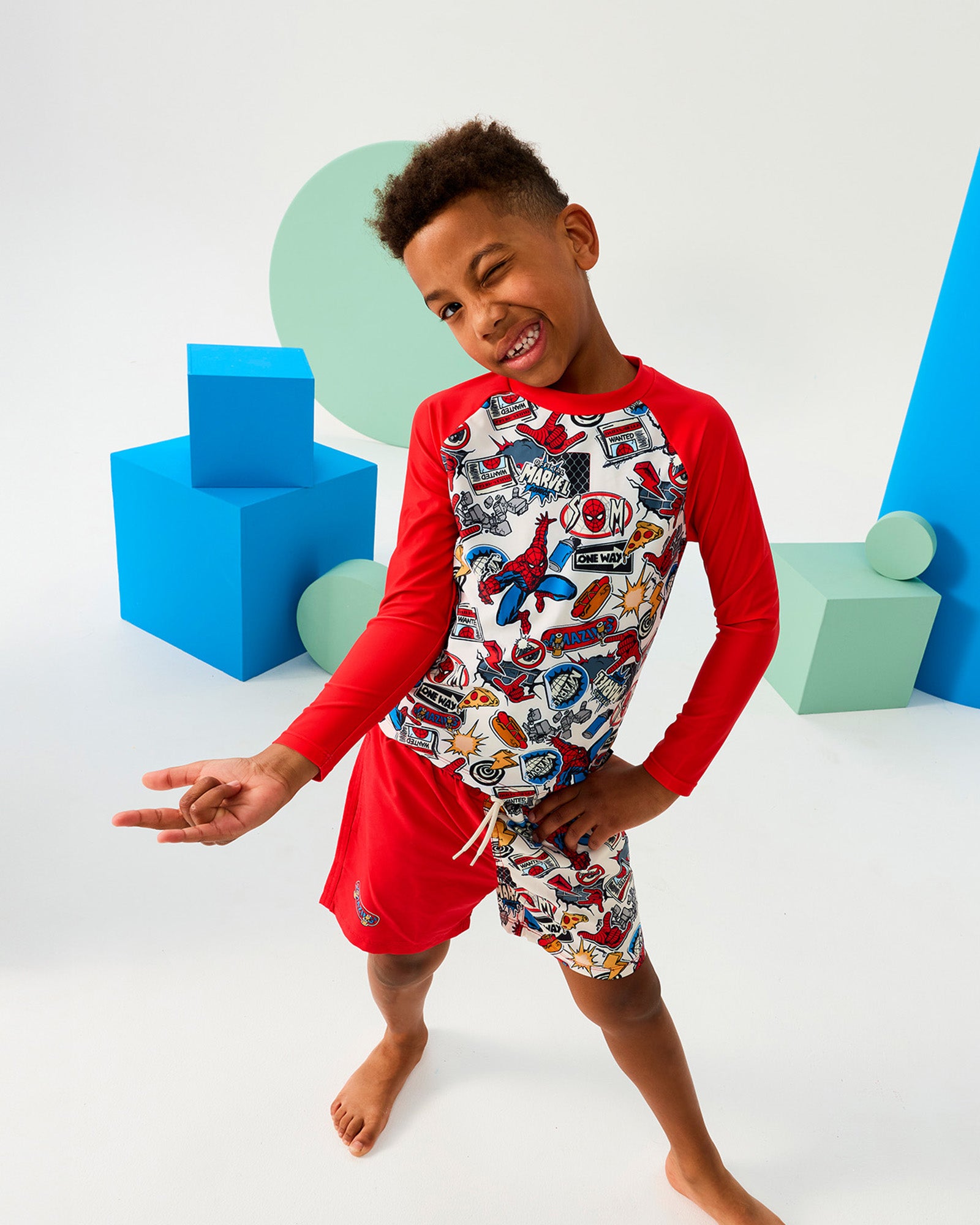 SPIDER-MAN SPIDEY OFF BEAT LONG SLEEVE RASHIE SWIM SET