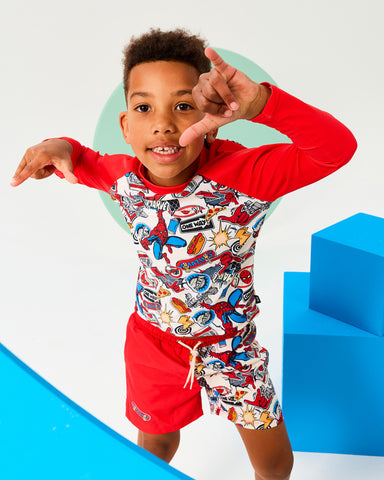 SPIDER-MAN SPIDEY OFF BEAT LONG SLEEVE RASHIE SWIM SET