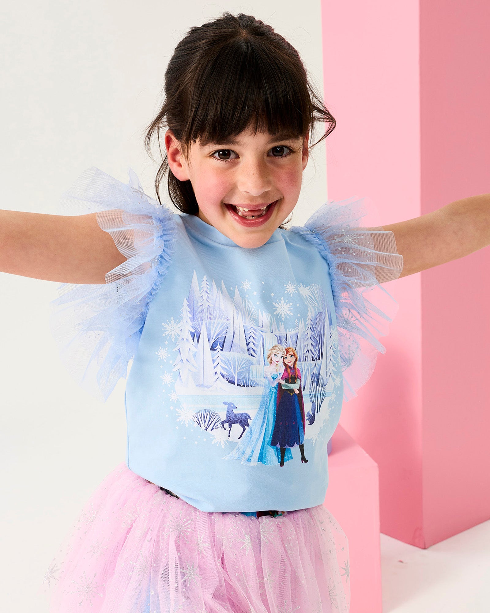 DISNEY FROZEN PRINCESSES SHORT SLEEVE FRILL T-SHIRT