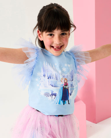 DISNEY FROZEN PRINCESSES SHORT SLEEVE FRILL T-SHIRT