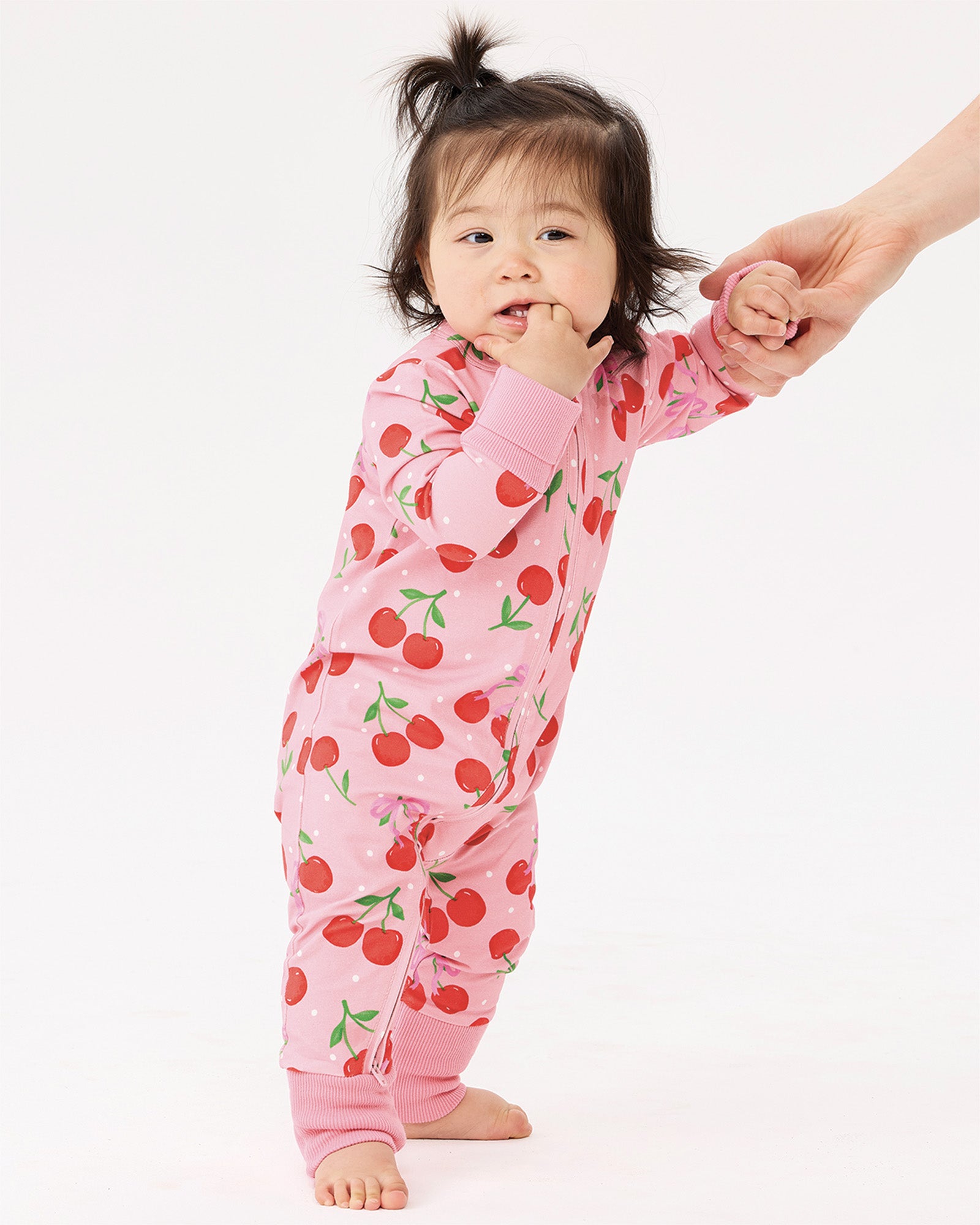 CHERRY POLKA LONG SLEEVE COVERALL