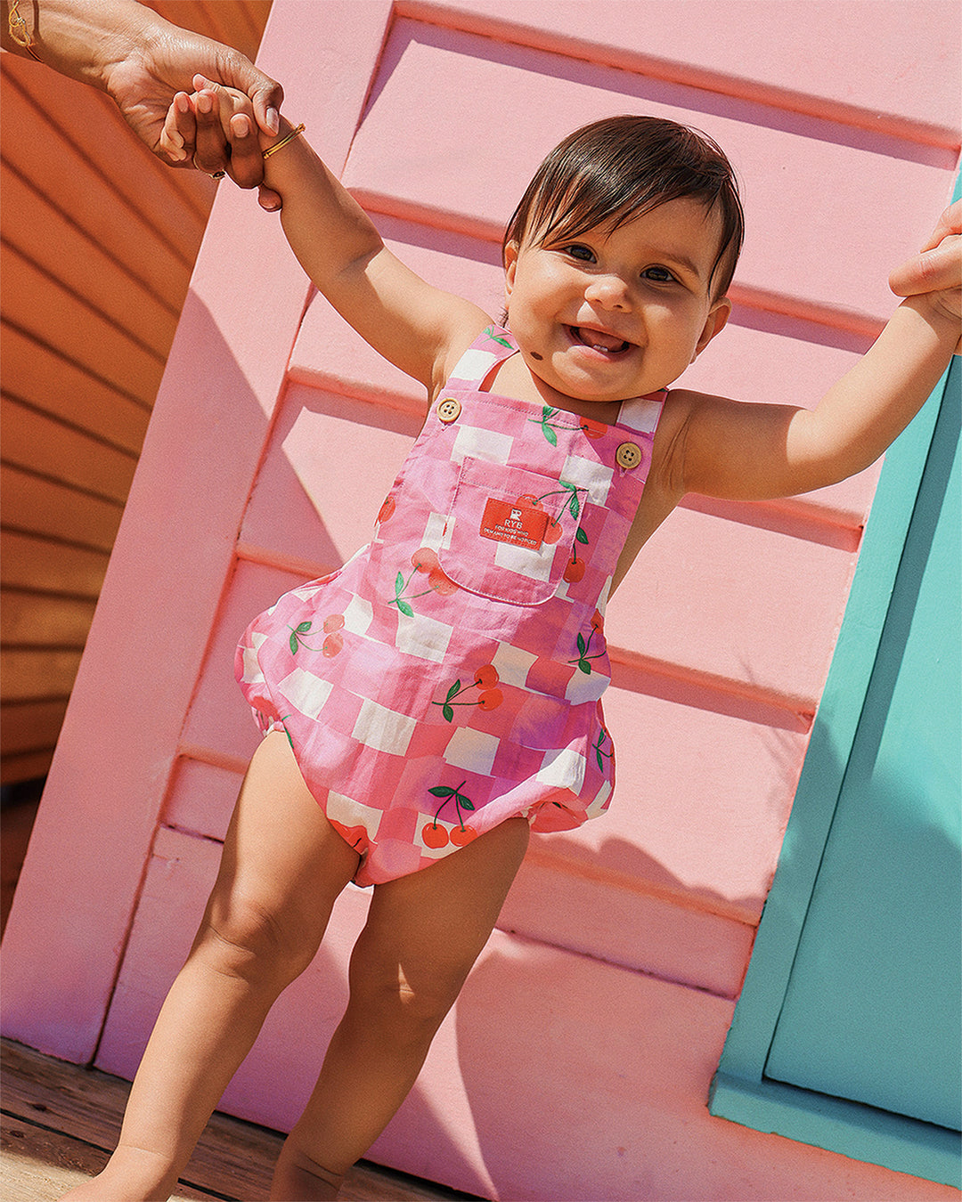 GINGHAM CHERRY ROSIE ROMPER