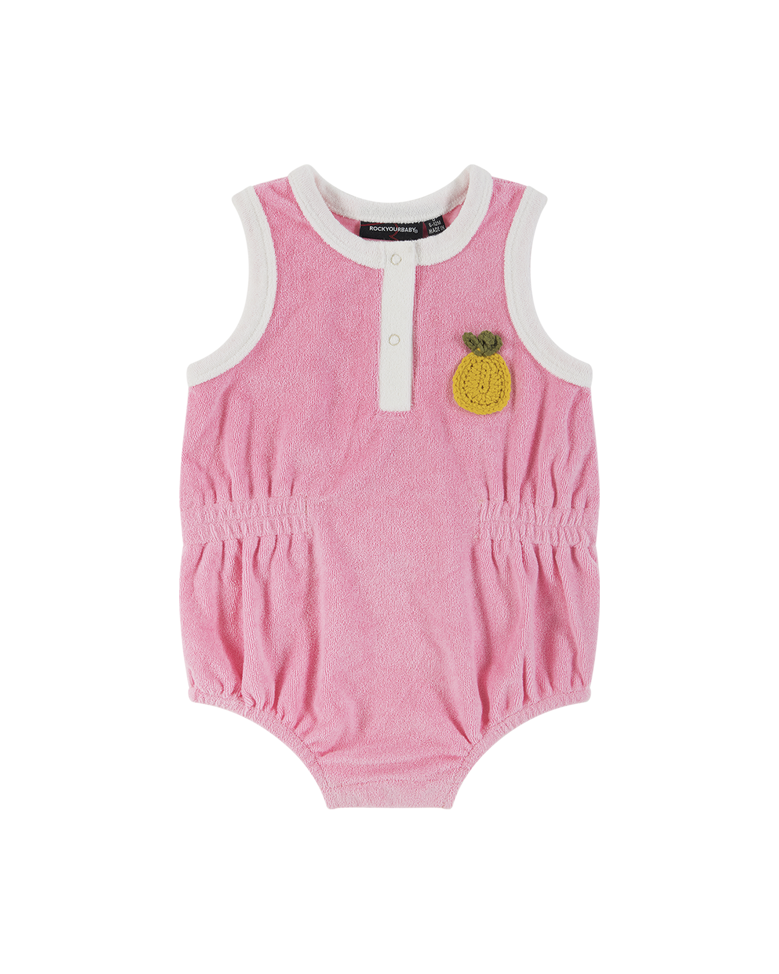 PINEAPPLE GOLDIE TERRY BABY ROMPER IN PINK