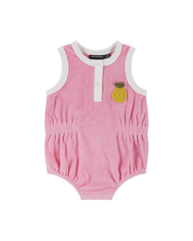 PINEAPPLE GOLDIE TERRY BABY ROMPER IN PINK