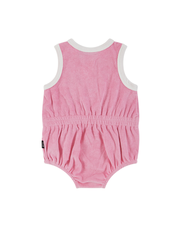 PINEAPPLE GOLDIE TERRY BABY ROMPER IN PINK