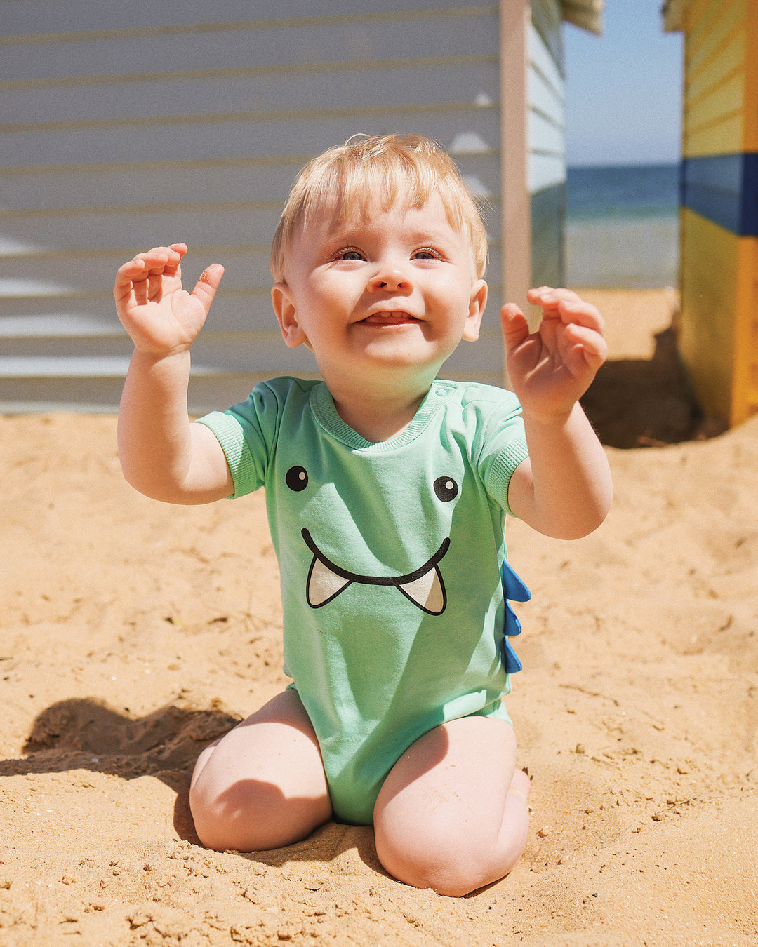 LITTLE DINO 3D BODYSUIT IN LAGOON
