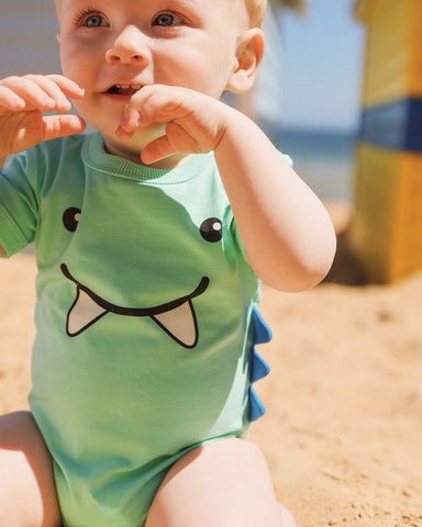 LITTLE DINO 3D BODYSUIT IN LAGOON